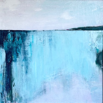 'Sunset Float' - Acrylic paint board, framed.