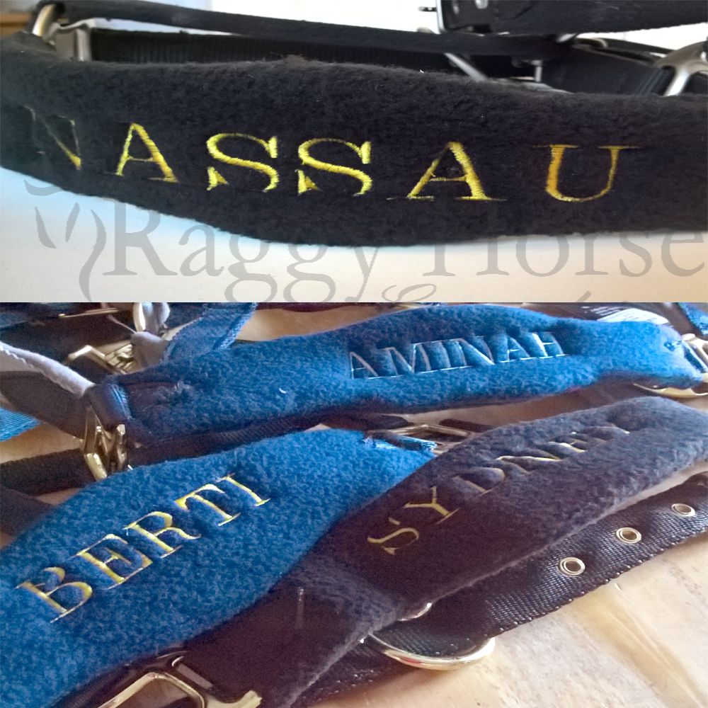 Rhinegold Personalised Anatomical Headcollar and Leadrope set.  Now available in 4 colours.