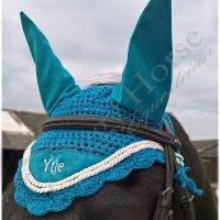 Personalised 'Wave' Ear Bonnet inc embroidery. 3 sizes,  9 colours