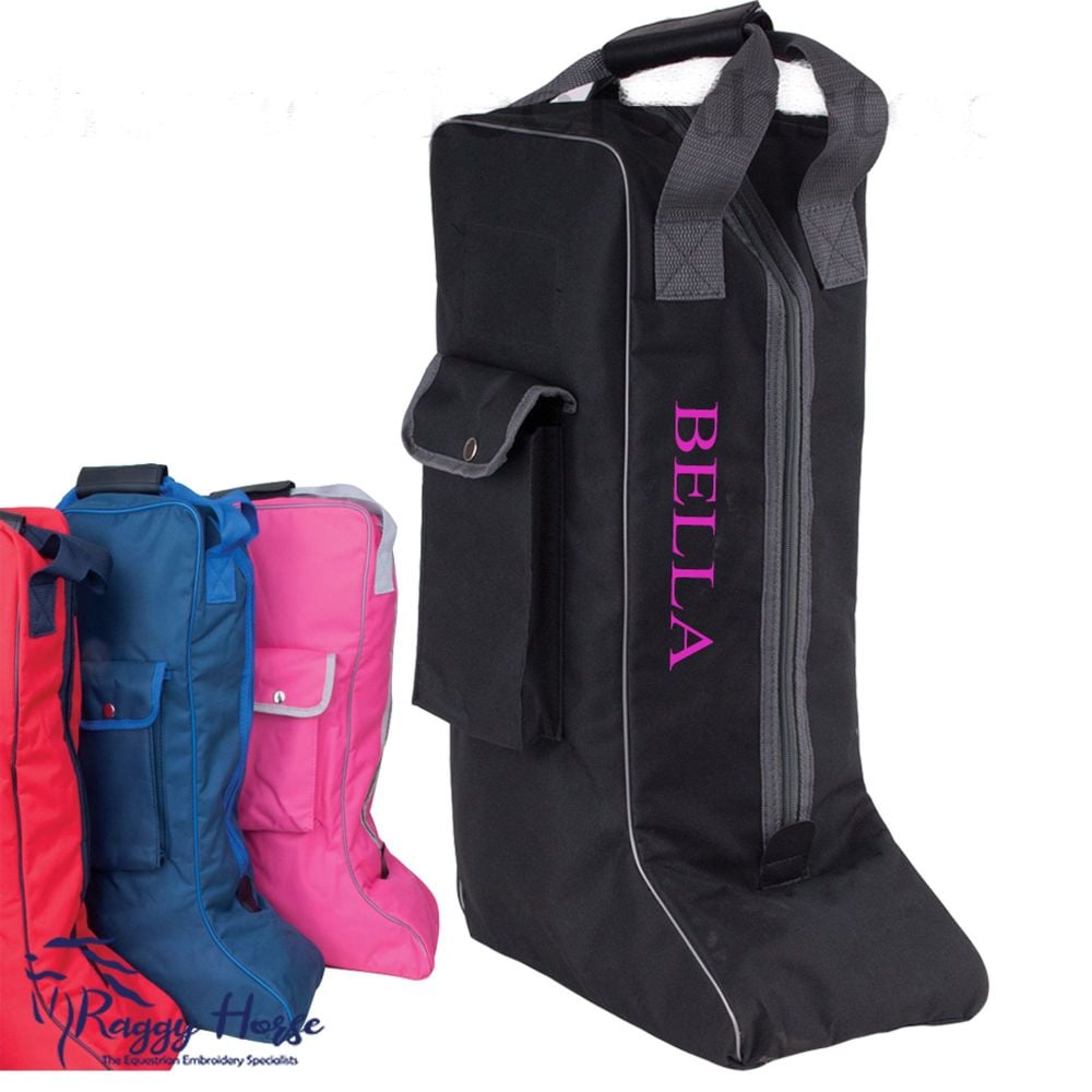 Personalised Long Riding Boot Bag. Available in 4 colours.  
