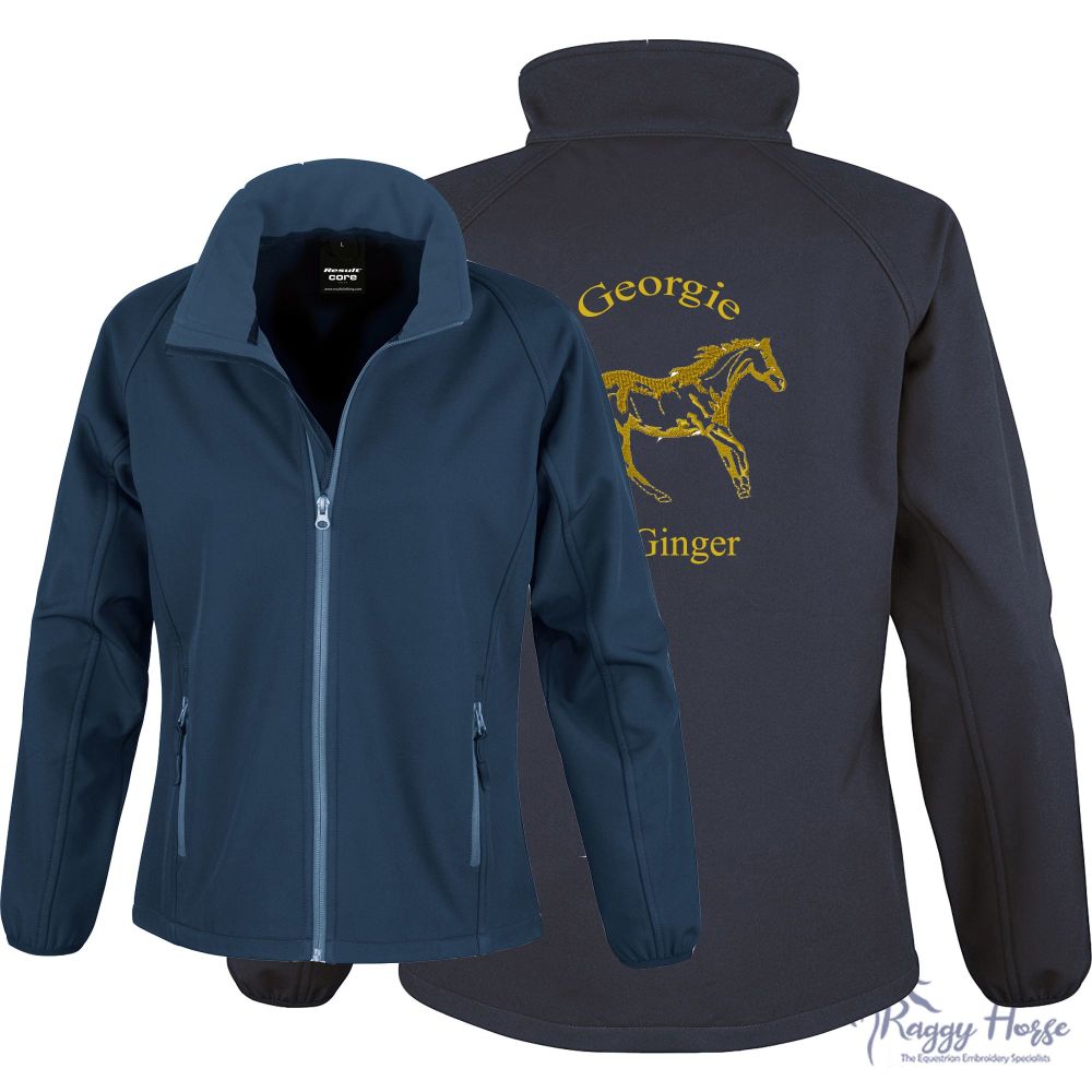 Result Personalised Ladies Softshell Jacket inc embroidery.  Choice of over 30 designs.