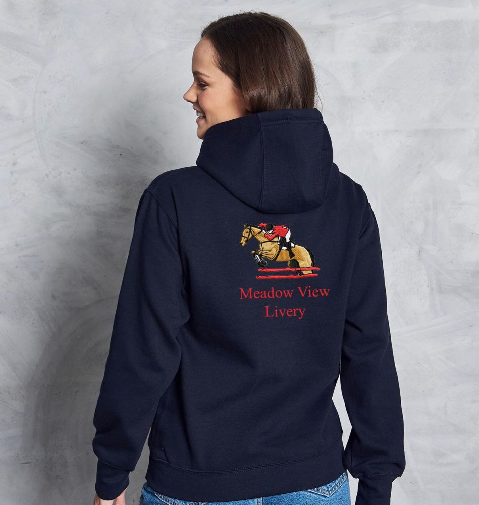 Adult Unisex Personalised Equestrian Hoodie inc embroidery.  Choice of over 30 embroidery designs.
