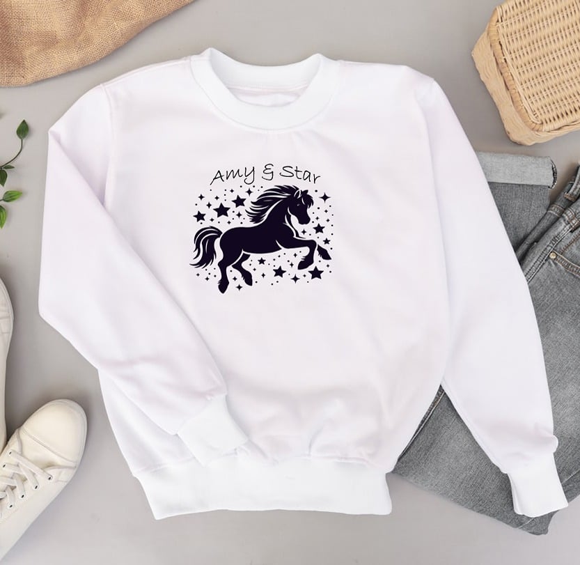 New! Horse and Stars Print Personalised Sweatshirt