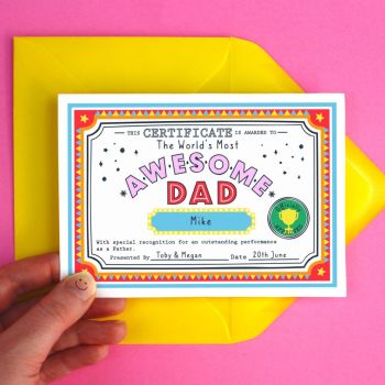 Awesome Dad Personalised Certificate Greeting Card