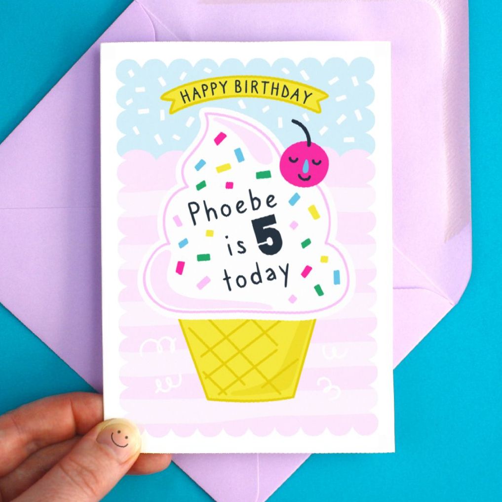 Ice Cream Birthday Personalised Greeting Card