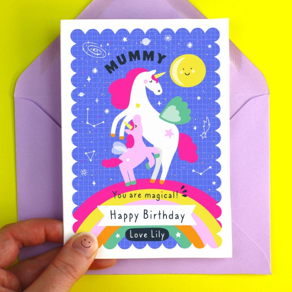 Mummy Birthday Unicorn Personalised Card