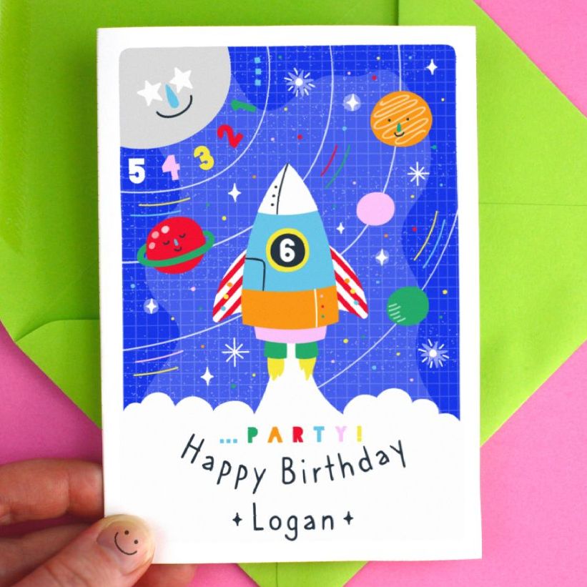 Personalised Kid's Space Birthday Card 