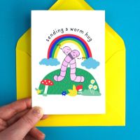 Warm Worm Hugs Thinking of You Greeting Card