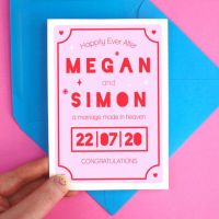 Personalised Modern Wedding Pink Greeting Card