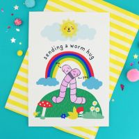 Worm Hug Rainbow Postcard