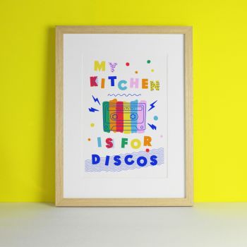 Disco Kitchen Colourful Typography Art Print