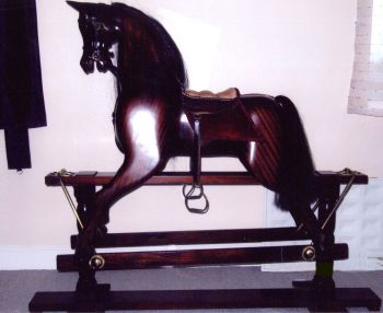 Mahogany Wooden Rocking Horse 50in As New