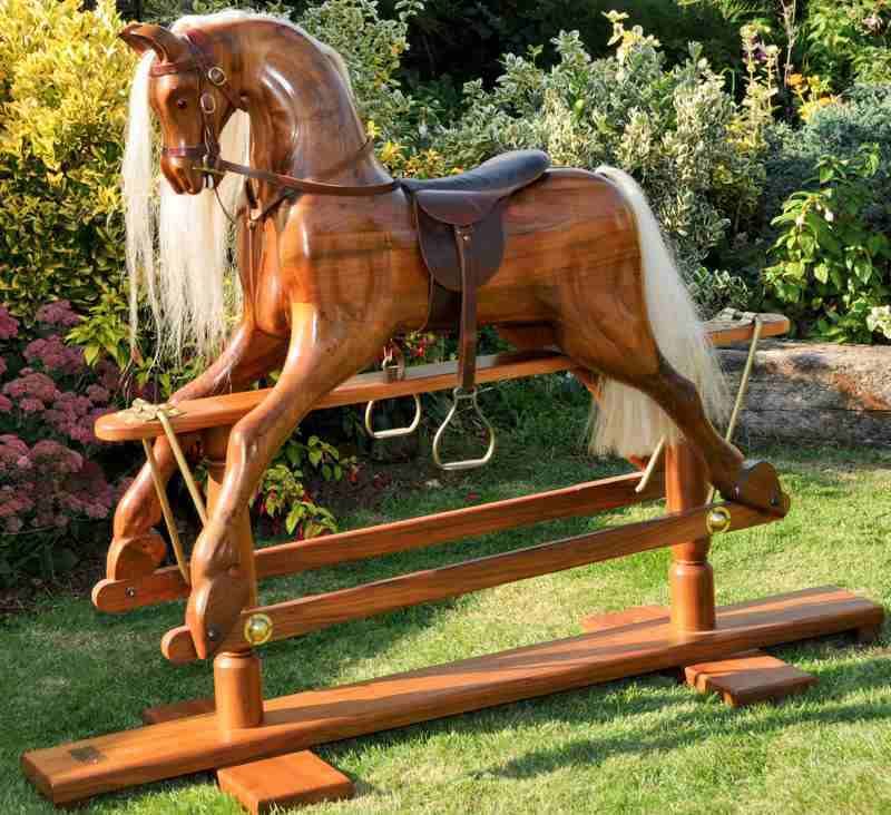 Rare Rocking Horse carved in Walnut