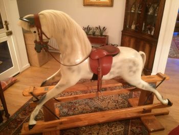 Haddon Large Rocking Horse White Mane & Tail 50in Removable Tack