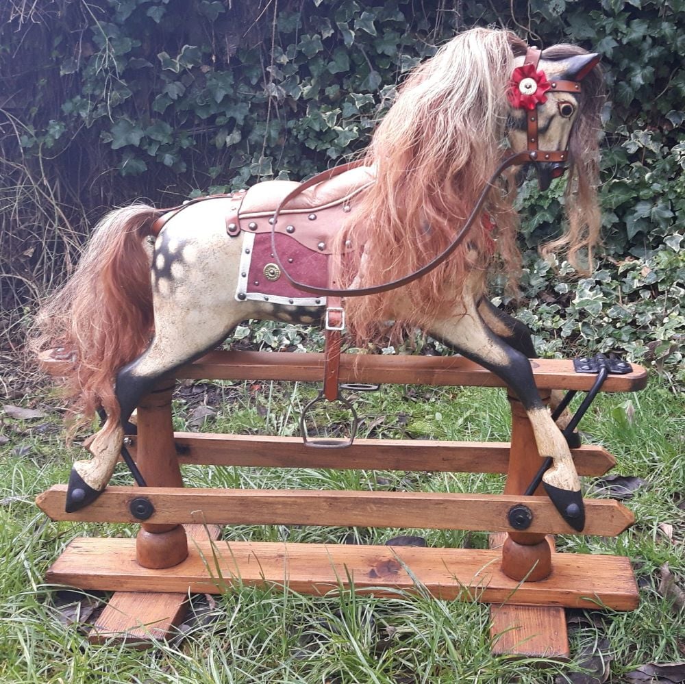 FH Ayres fully restored 31in rocking horse c1915