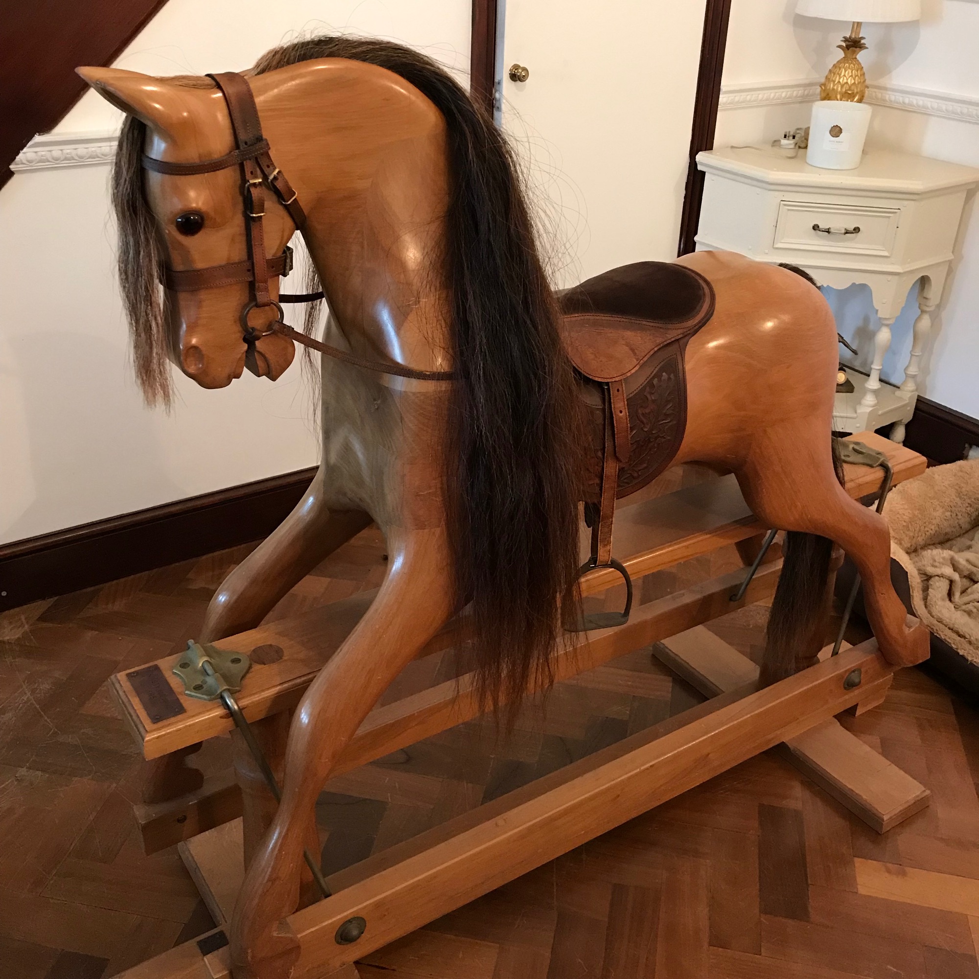 hand carved rocking horse