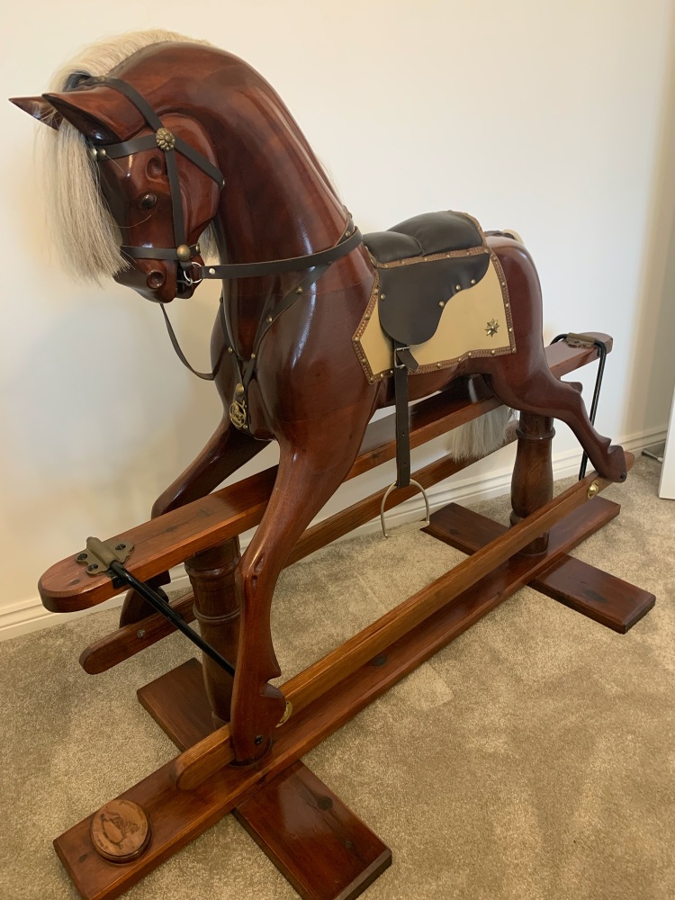 Mahogany Carved Rocking Horse 46in Fran