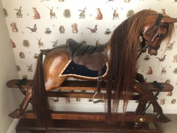 Legends Cherry Wood 42in hand carved rocking horse