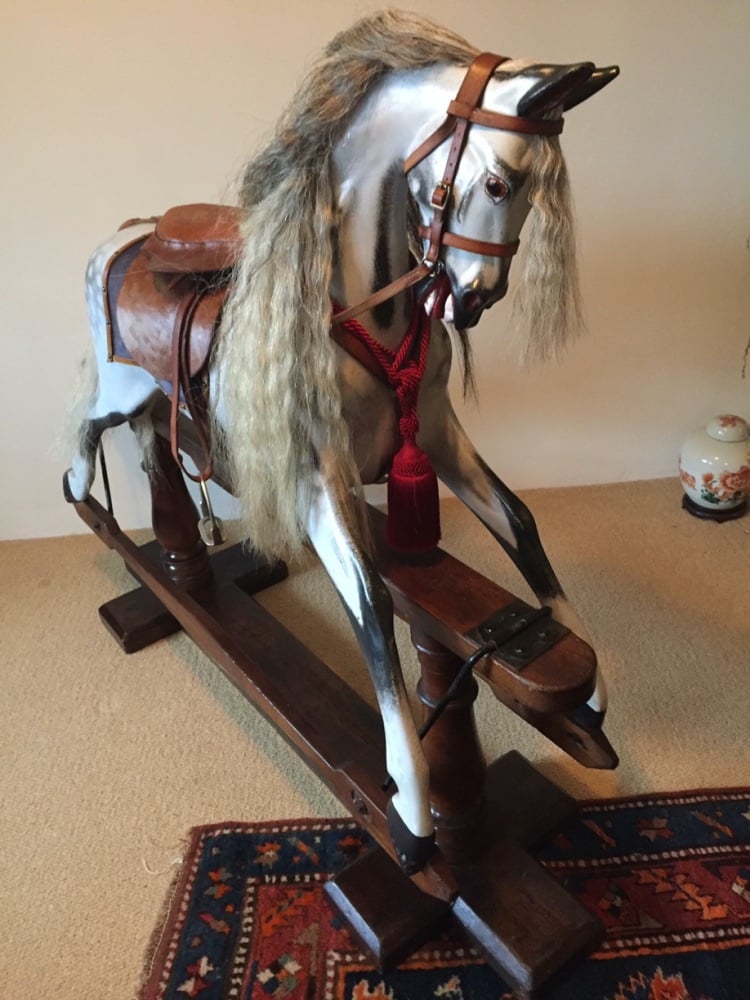 FH Ayres of London  'D' type rocking horse c1925. Top of the range 51in hig