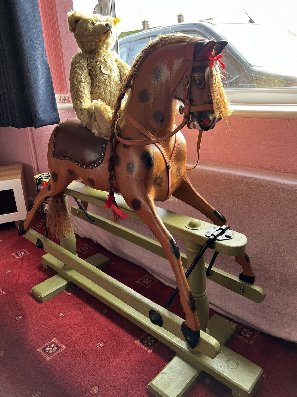 Vintage Lines Rocking Horse 39in DOTTY LB SP1 painted brown with spots and 