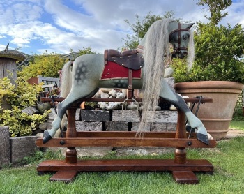 Antique FH Ayres Wooden Rocking Horse Genuine Sympathic Restoration 38in George