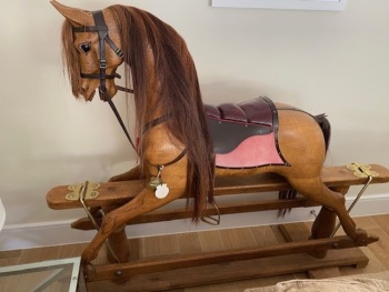 STEVENSON OAK EXTRA LARGE 58IN ROCKING HORSE EX CONDITION