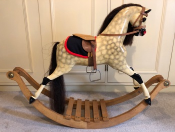 SILVER a Stunning Bow Rocking Horse from Heirlooms Display 38in tall 51in long