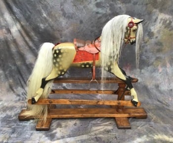 J LINES ROCKING HORSE C1880 EARLY RESTORED PATENT STENCIL 43IN