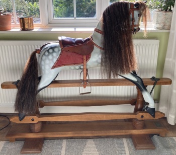 STEVENSON ROCKING HORSE MISTY DAPPLE GREY 41in EX CARVED