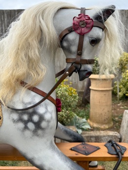 VINTAGE BABY CARRIAGES ROCKING HORSE 1930s 37in tall light restoration display