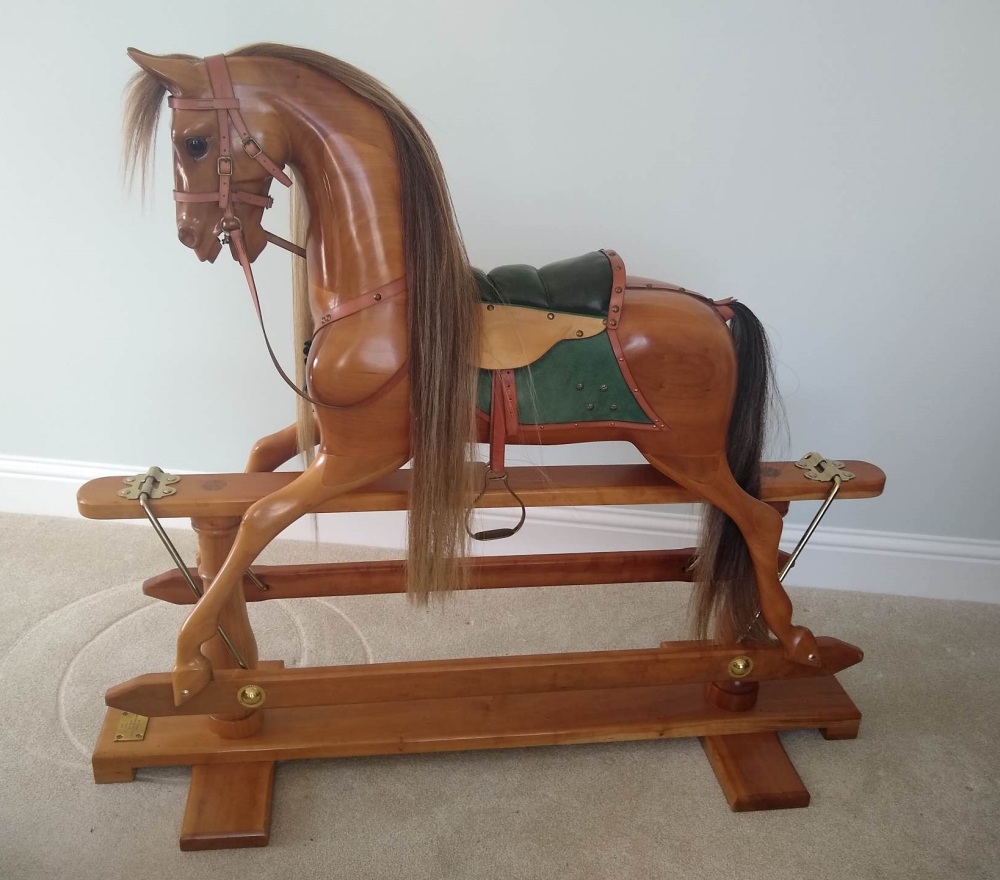 STEVENSON CHERRY WOOD ROCKING HORSE 'MY DREAM' 1998 EX COND 48.5in LARGE