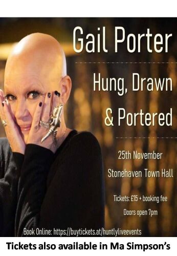 1 Gail Porter, Hung Drawn and Portered Sat 25th Nov TO BE RESCHEDULED