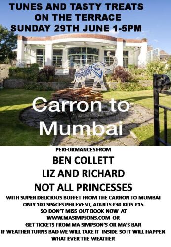 4 TUNES AND TASTY TREATS ON THE TERRACE SUNDAY 29TH JUNE, BEN COLLET, LIZ+RICHARD, NOT ALL PRINCESSES