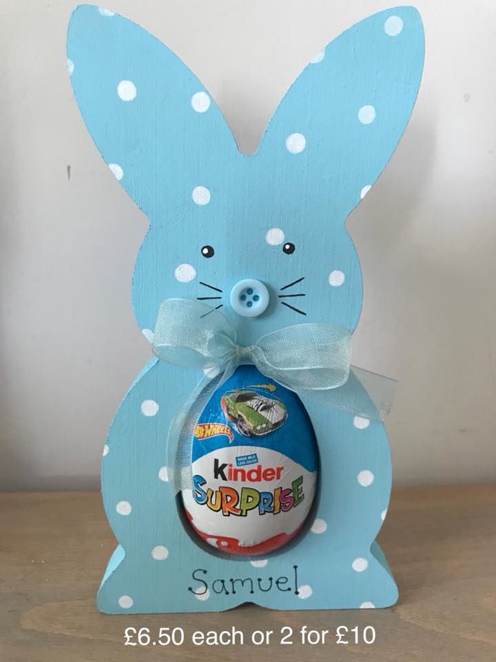 Light Blue Easter Bunny Kinder Egg Holder 