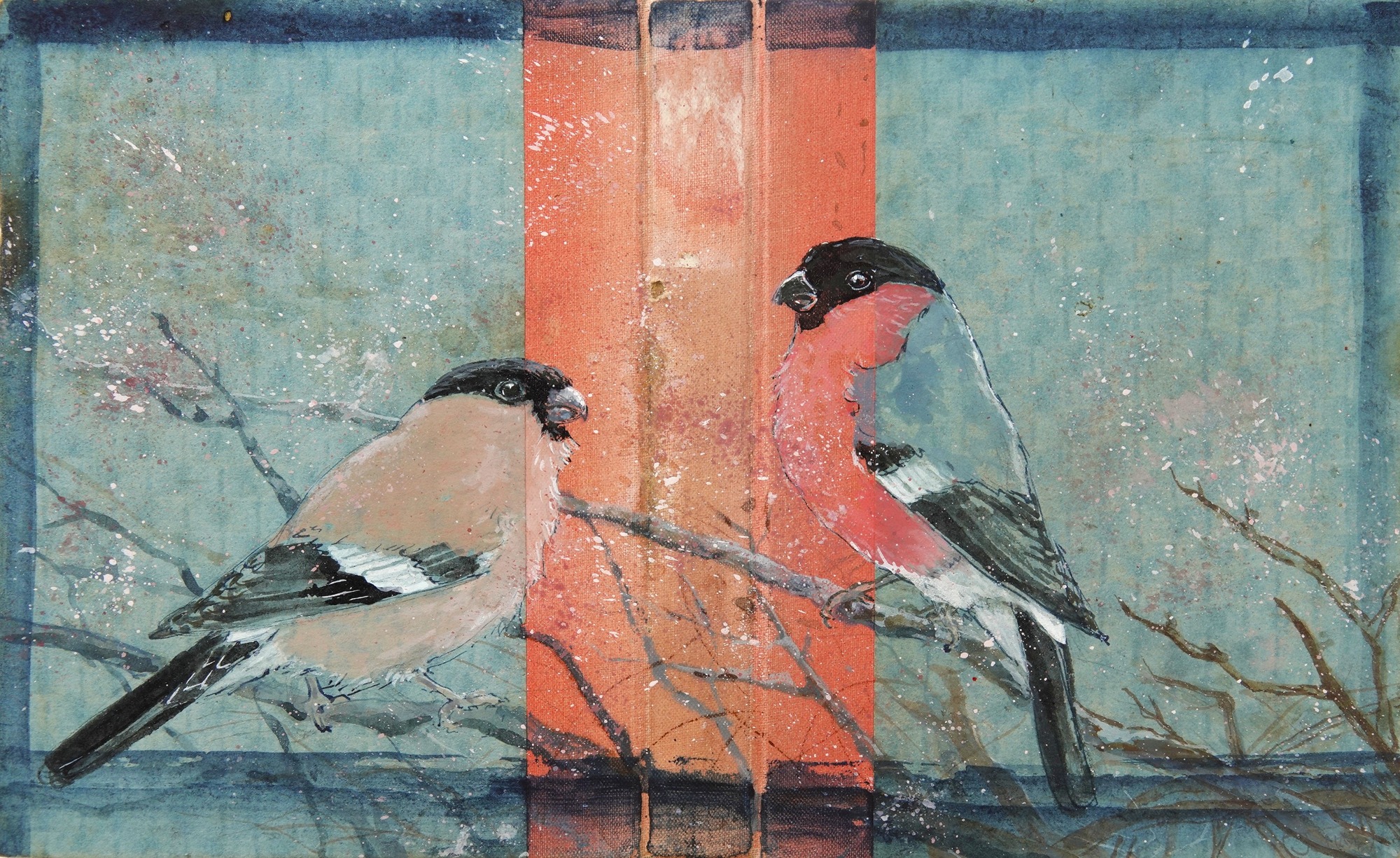 Bullfinch pair 16x26.5cm.JPG