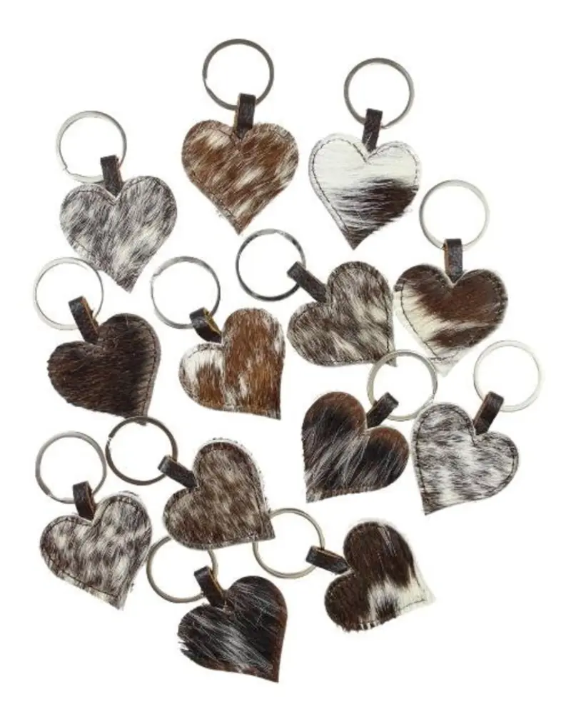 Cowhide Heart Keyring