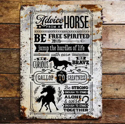 Farmer Farm Advice from Horse Metal Wall Sign Plaque (6inch x 8inch)