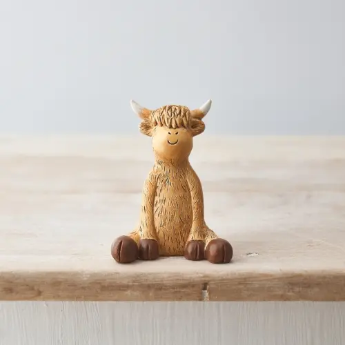 Cute Highland Cow Ornament, 9cm