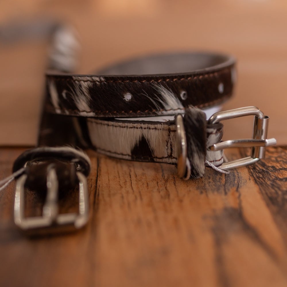 Brown Cow Hide Dog Collar