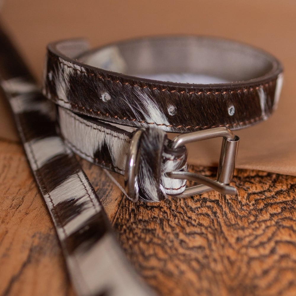 Brown Cow Hide Dog Collar