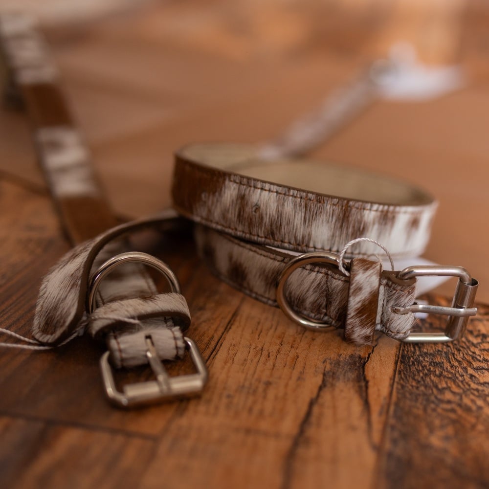 Tan Cow Hide Dog Collar