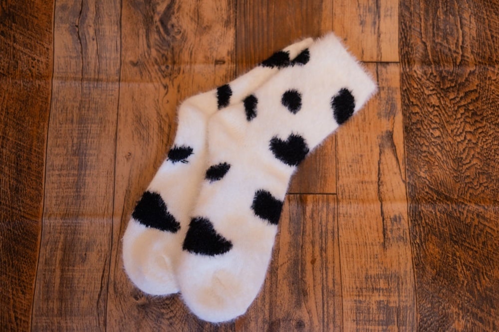 Fluffy  cow print socks