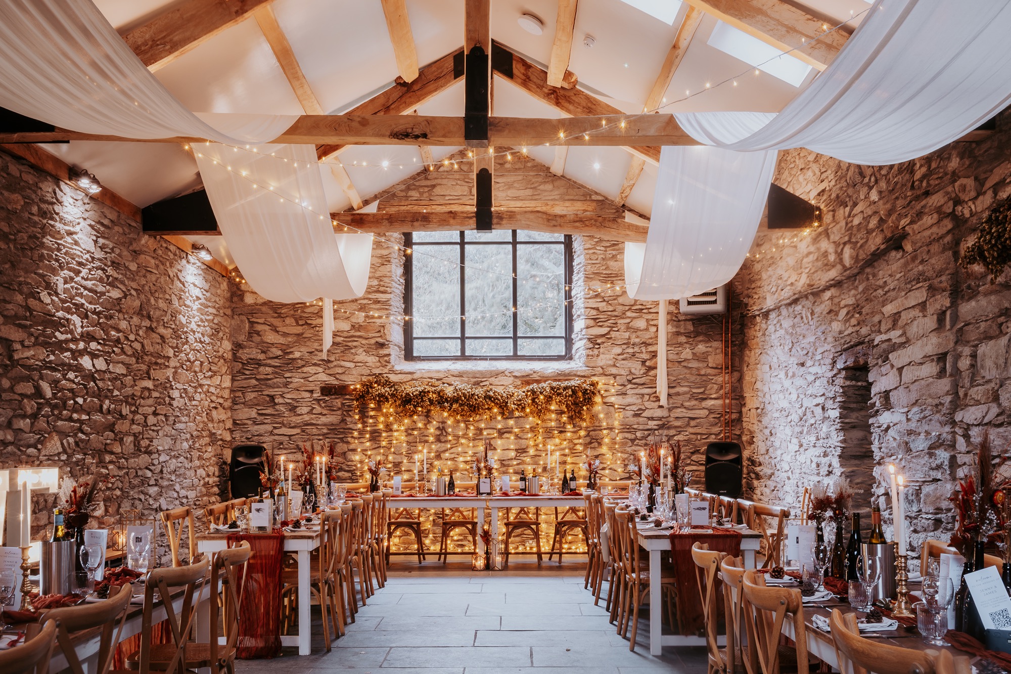 Lancrigg wedding barn, dressed in Autumnal