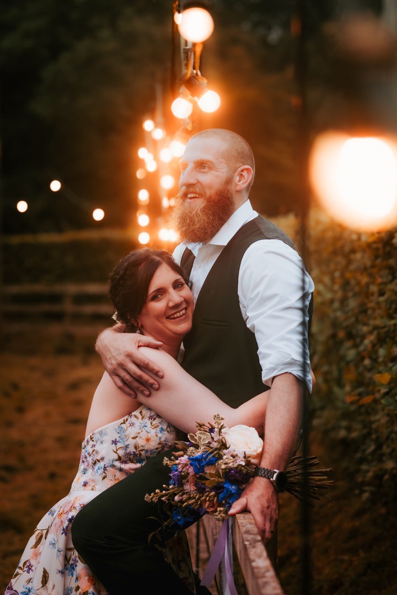Hidden River Barn, twilight wedding portrait, Cumbria, Yorkshire, barn wedding venue