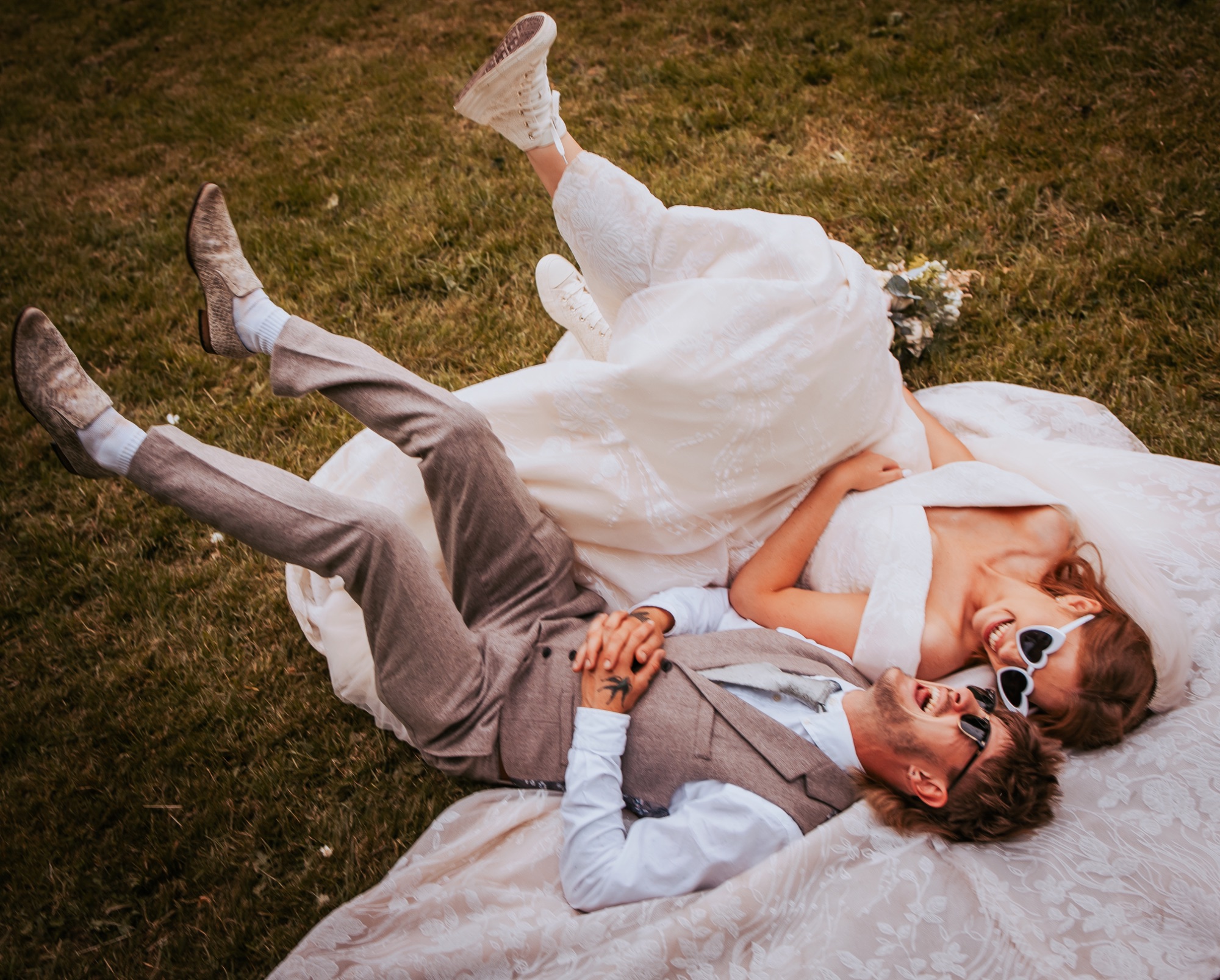 North Yorkshire wedding - farm wedding - fun couples - wedding shades