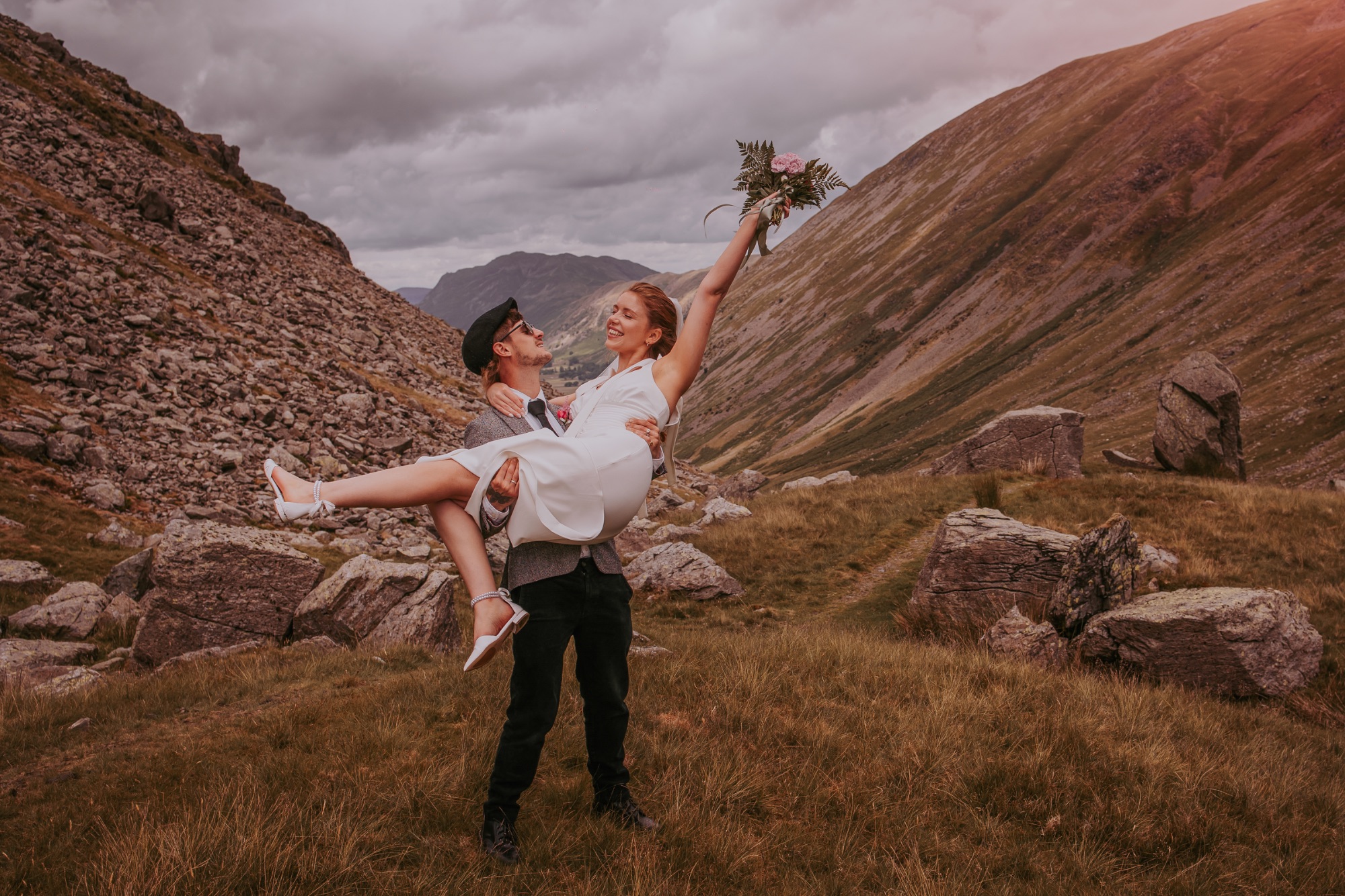 Lake District micro wedding, overlooking Ullswater from the fells Kirkstone Pass