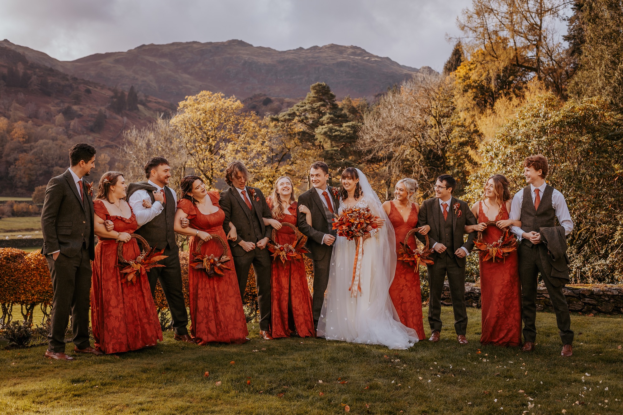 Lancrigg - Grasmere - Helm Crag - Silver How - Autumnal flowers - lace dres