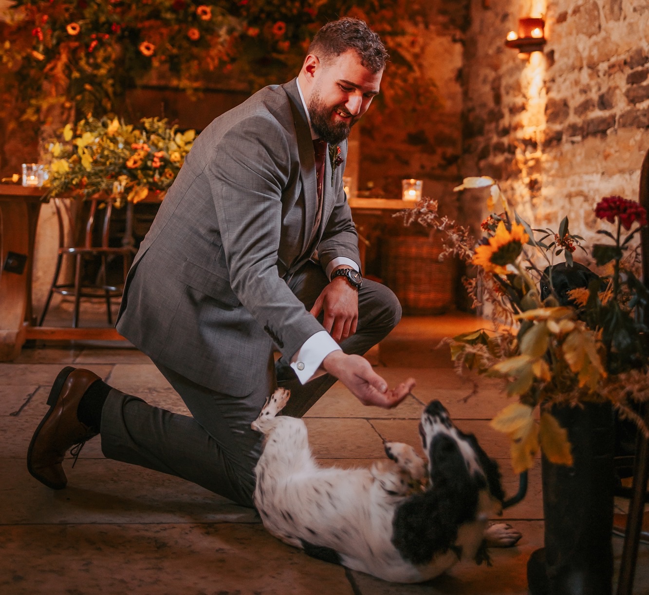 Healey Barn - North Yorkshire - Autumn wedding - dog lovers wedding - Yorks