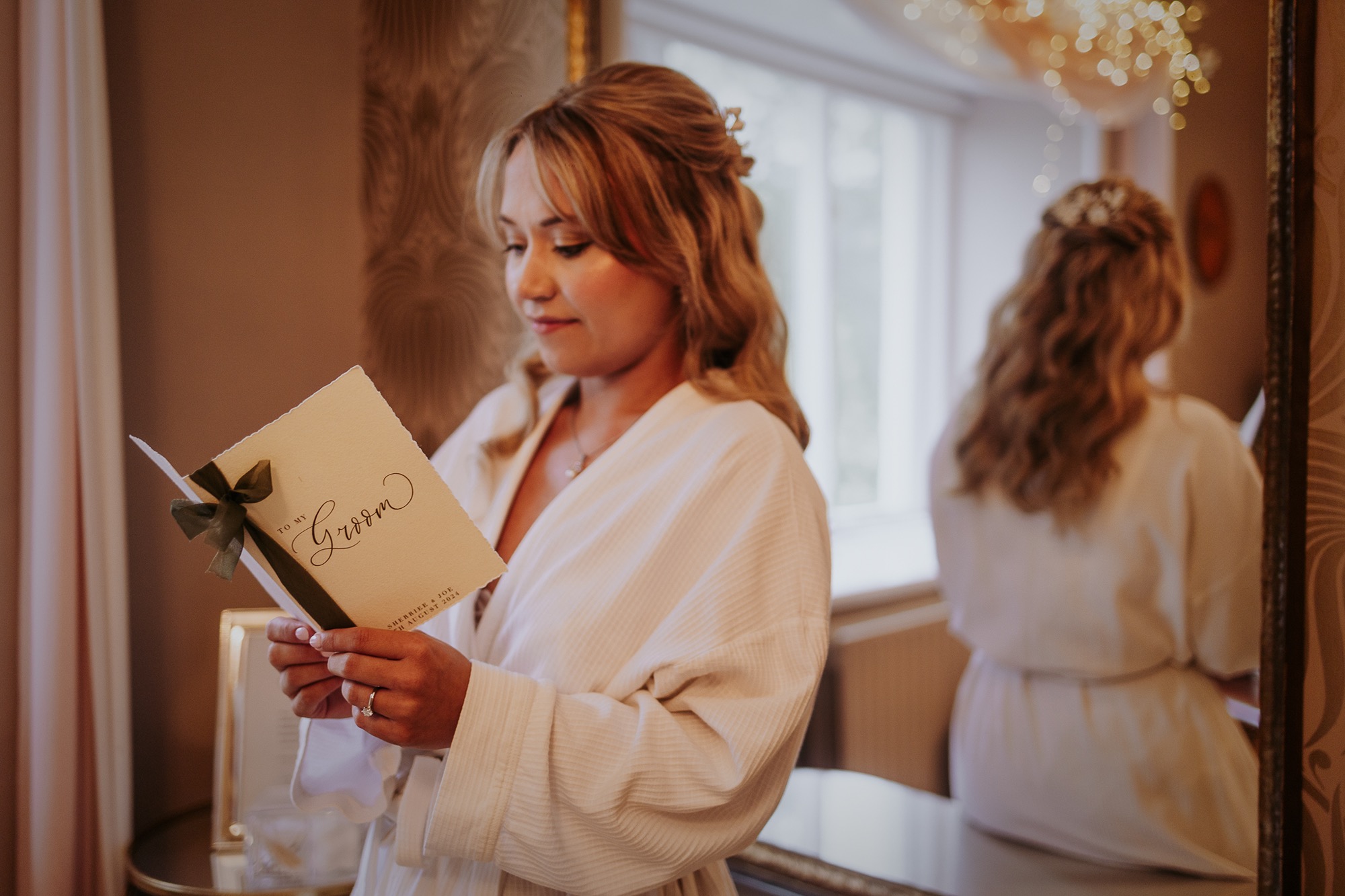 Bride reading her vows ahead of getting married at Cote How, Ambleside