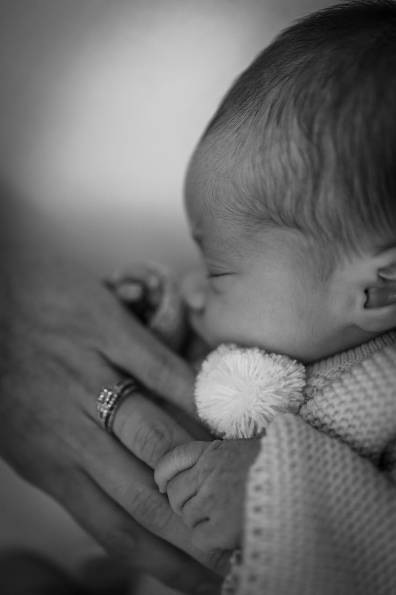 Black and white new born portrait